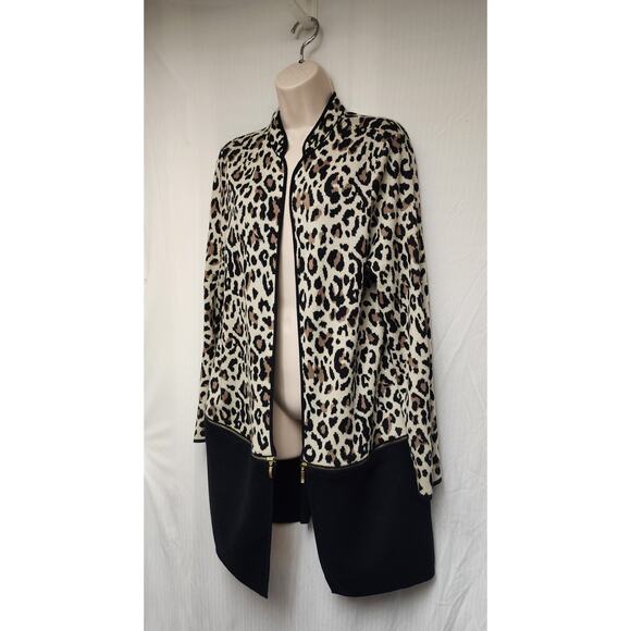 Chico's Women's Animal Print Convertible Brown Cardigan Sweater Size 2 US-L - Picture 5 of 10